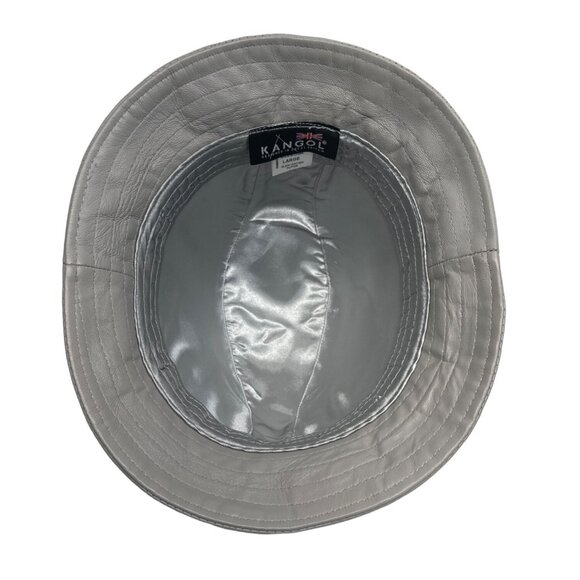 Vintage Kangol Unisex Gray Leather Fedora Hat Sz L -  17in Head Cirunmference - Picture 8 of 13